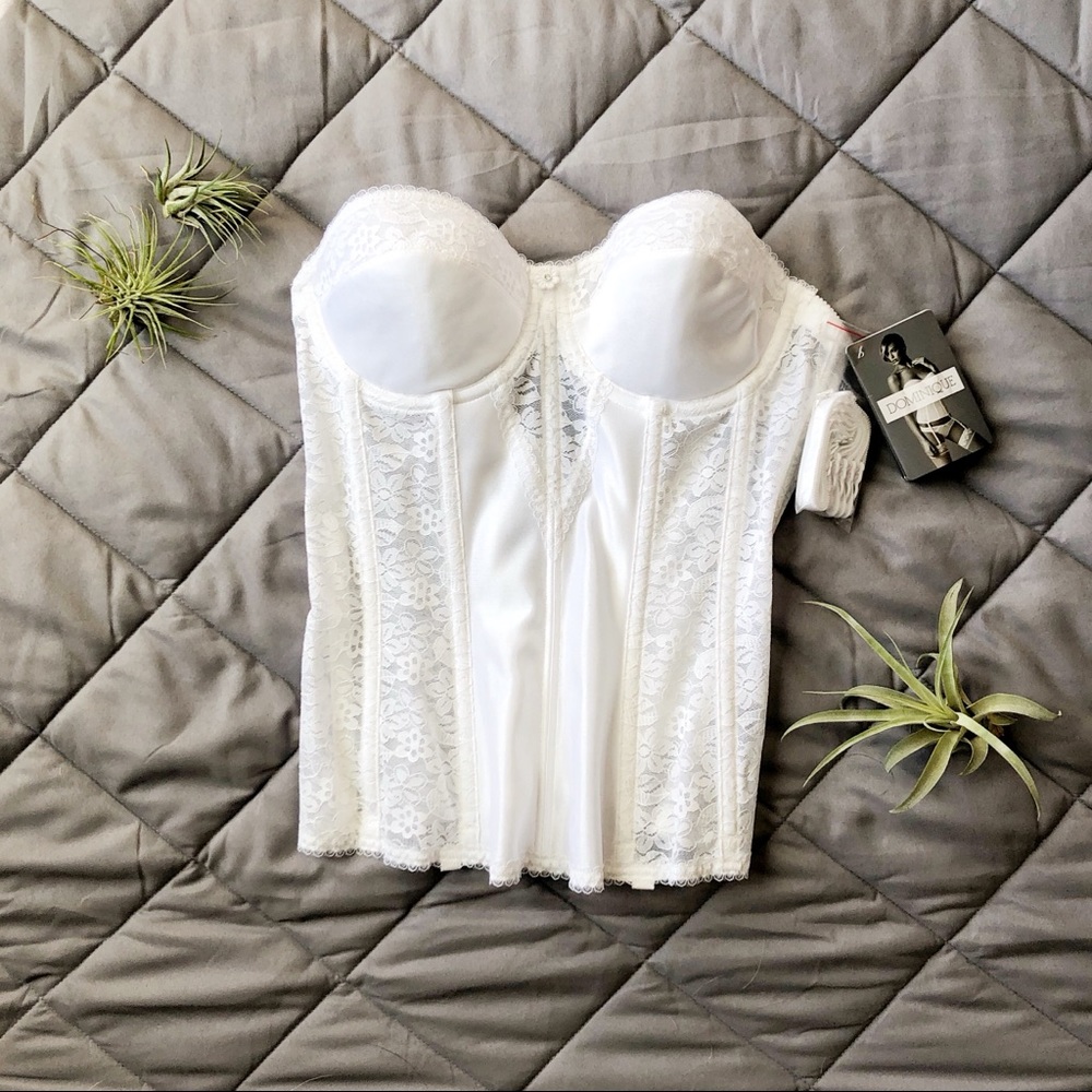 Dominique Satin & Lace White Bustier